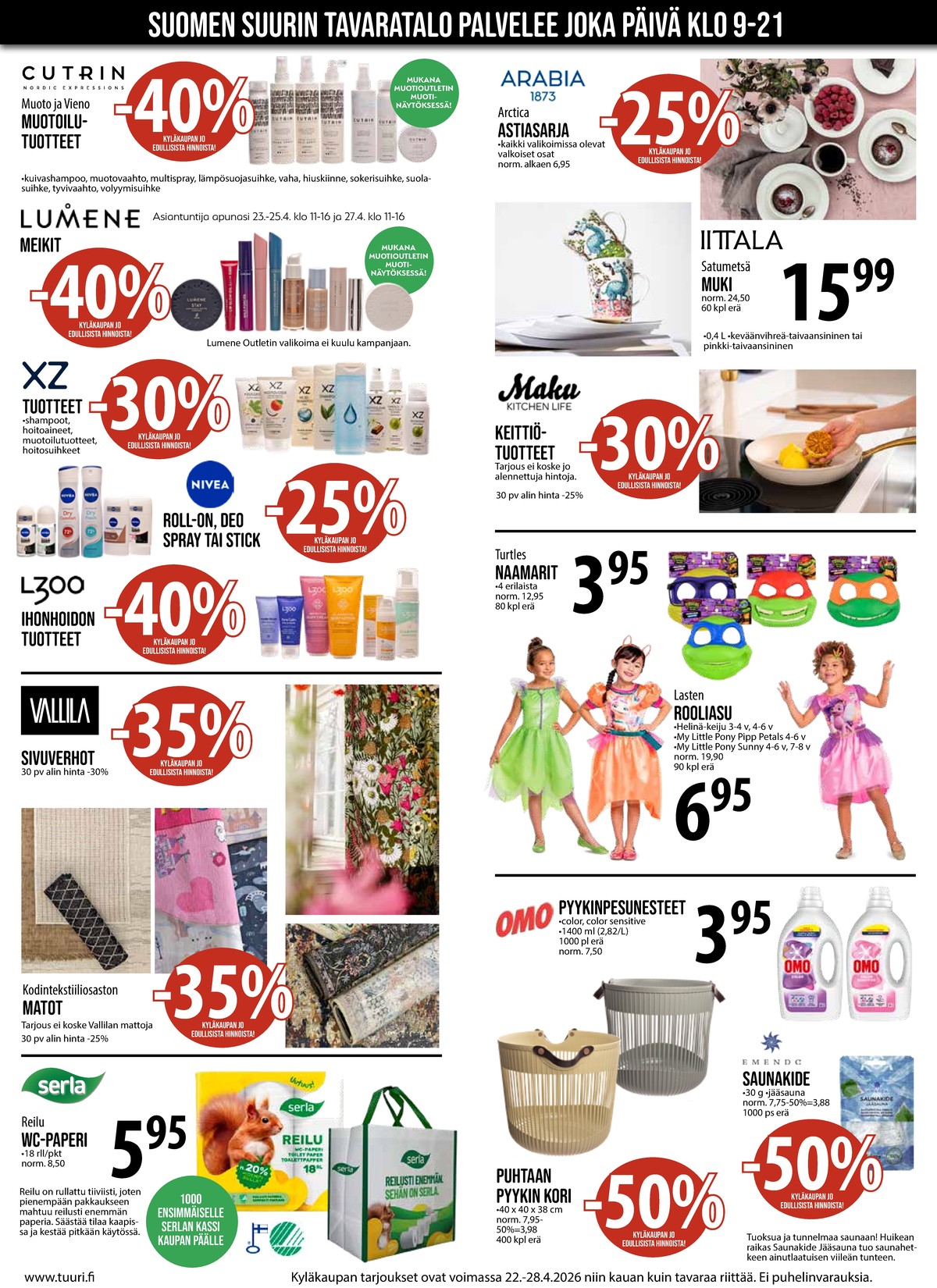 Katso ketjun Keskinen tarjouslehti viikolta 17 sivustolla Viikkotarjoukset.fi. Löydät monia hyviä tarjouksia erilaisista tuotteista. Lue tarjouslehti täältä! Sivu 4