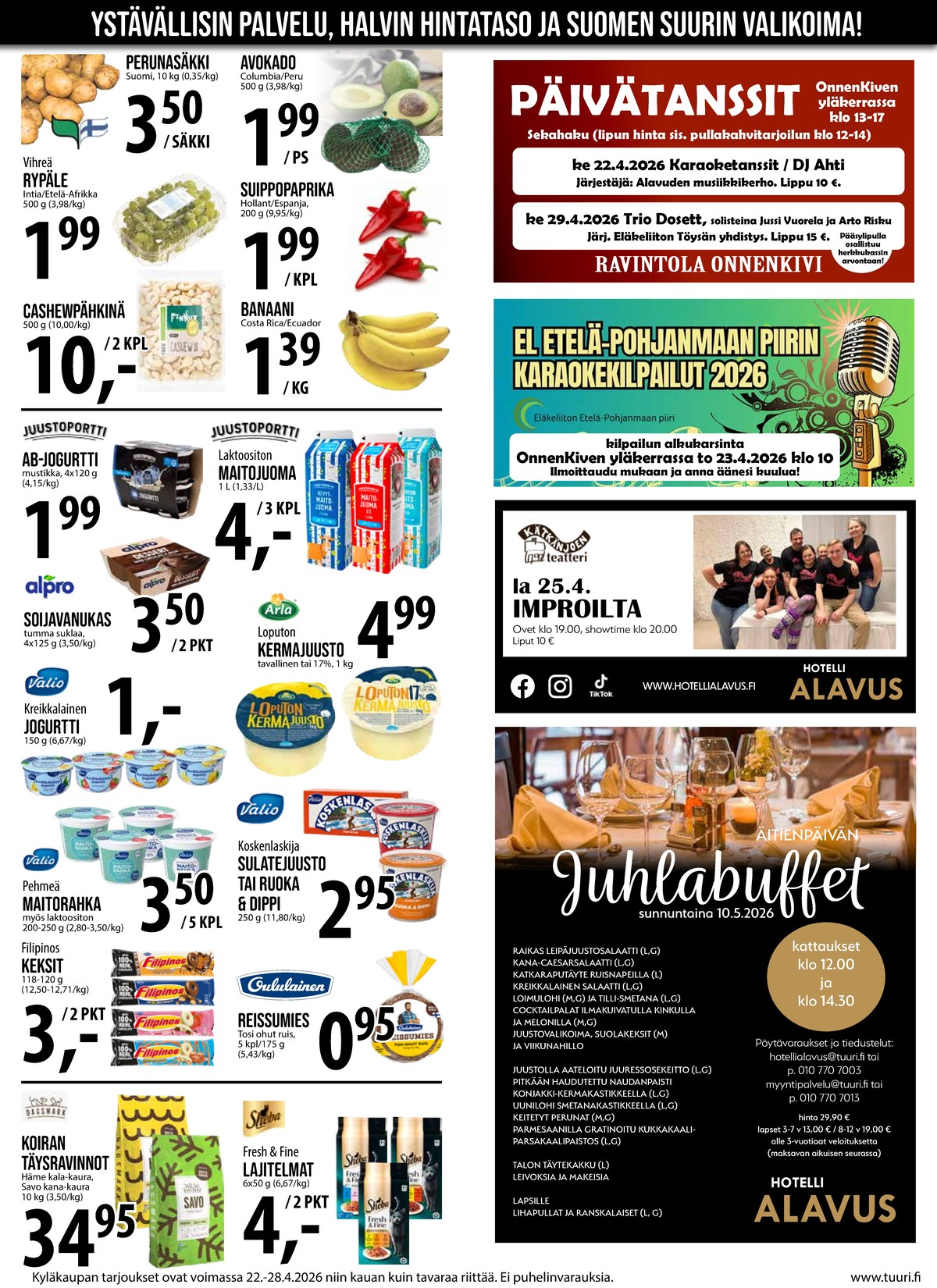 Katso ketjun Keskinen tarjouslehti viikolta 17 sivustolla Viikkotarjoukset.fi. Löydät monia hyviä tarjouksia erilaisista tuotteista. Lue tarjouslehti täältä! Sivu 9