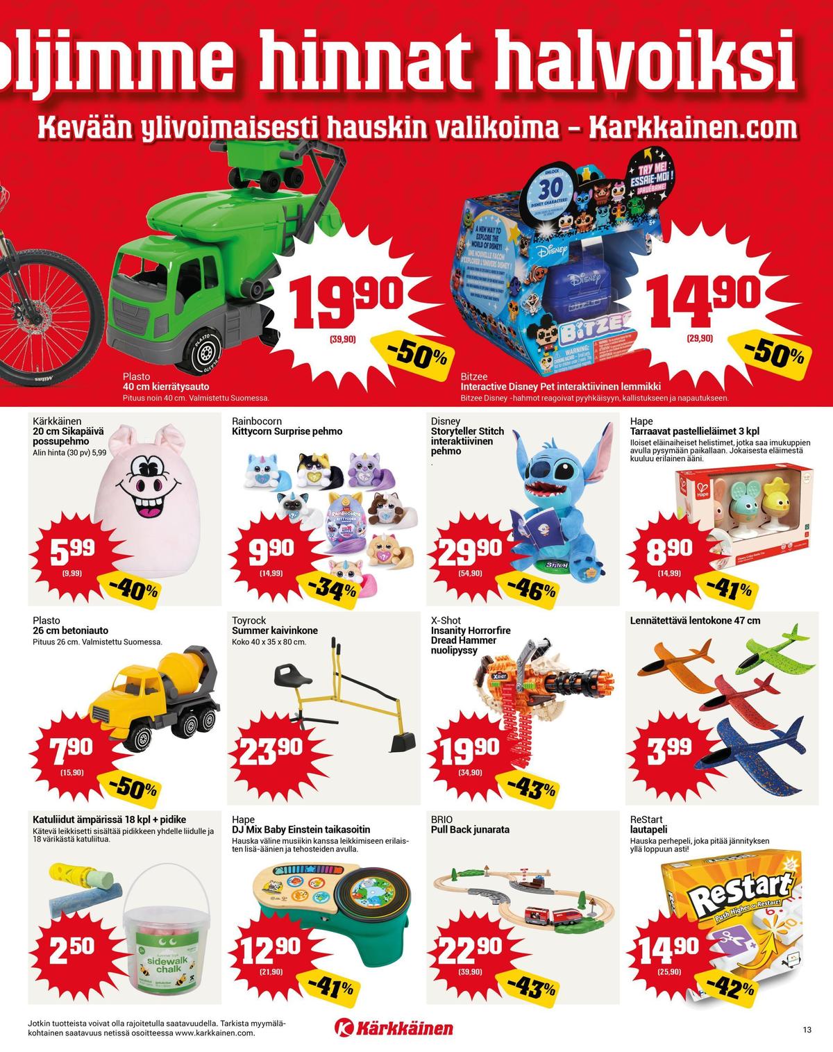 Katso ketjun Kärkkäinen tarjouslehti viikolta 18 sivustolla Viikkotarjoukset.fi. Löydät monia hyviä tarjouksia erilaisista tuotteista. Lue tarjouslehti täältä! Sivu 13