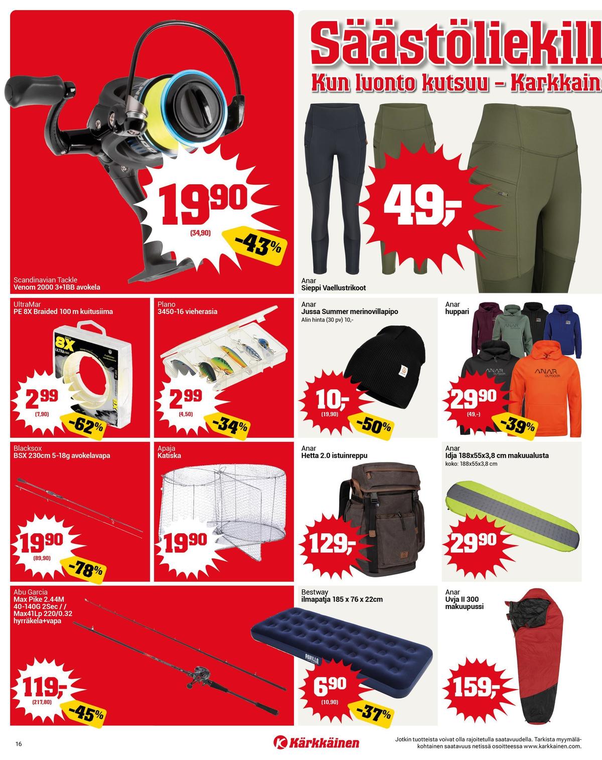 Katso ketjun Kärkkäinen tarjouslehti viikolta 18 sivustolla Viikkotarjoukset.fi. Löydät monia hyviä tarjouksia erilaisista tuotteista. Lue tarjouslehti täältä! Sivu 16