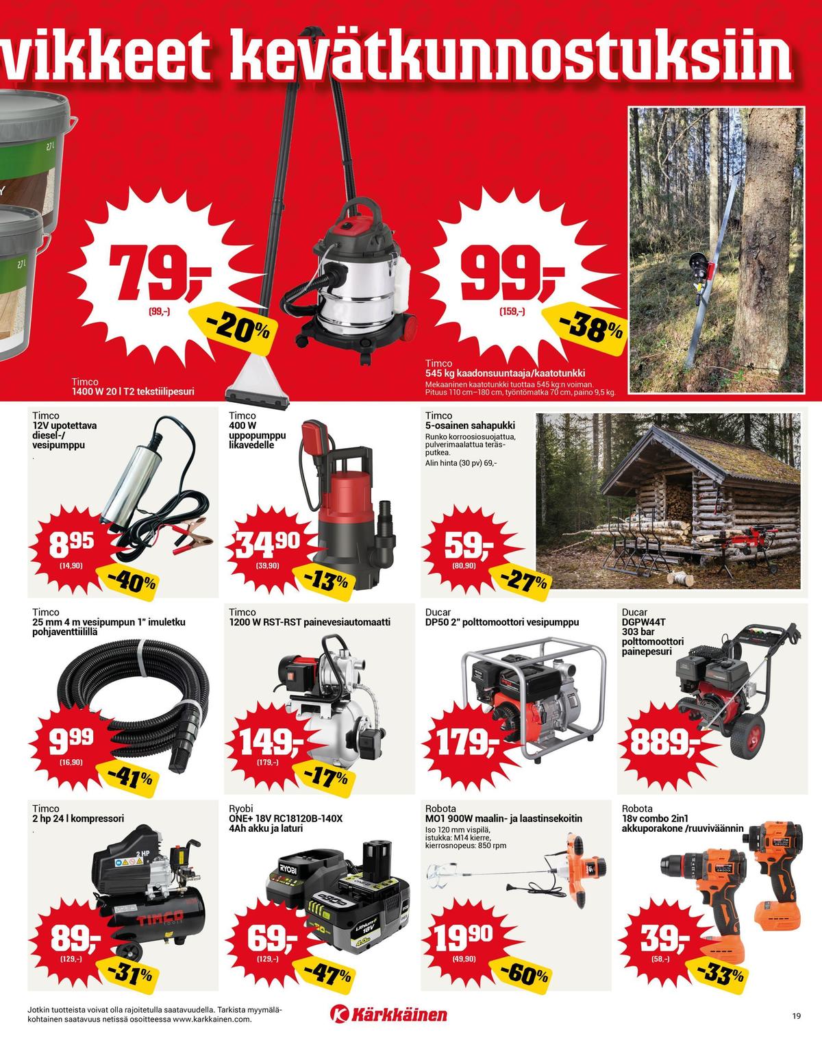 Katso ketjun Kärkkäinen tarjouslehti viikolta 18 sivustolla Viikkotarjoukset.fi. Löydät monia hyviä tarjouksia erilaisista tuotteista. Lue tarjouslehti täältä! Sivu 19