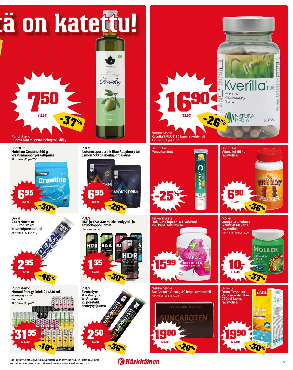 Katso ketjun Kärkkäinen tarjouslehti viikolta 18 sivustolla Viikkotarjoukset.fi. Löydät monia hyviä tarjouksia erilaisista tuotteista. Lue tarjouslehti täältä! Sivu 3