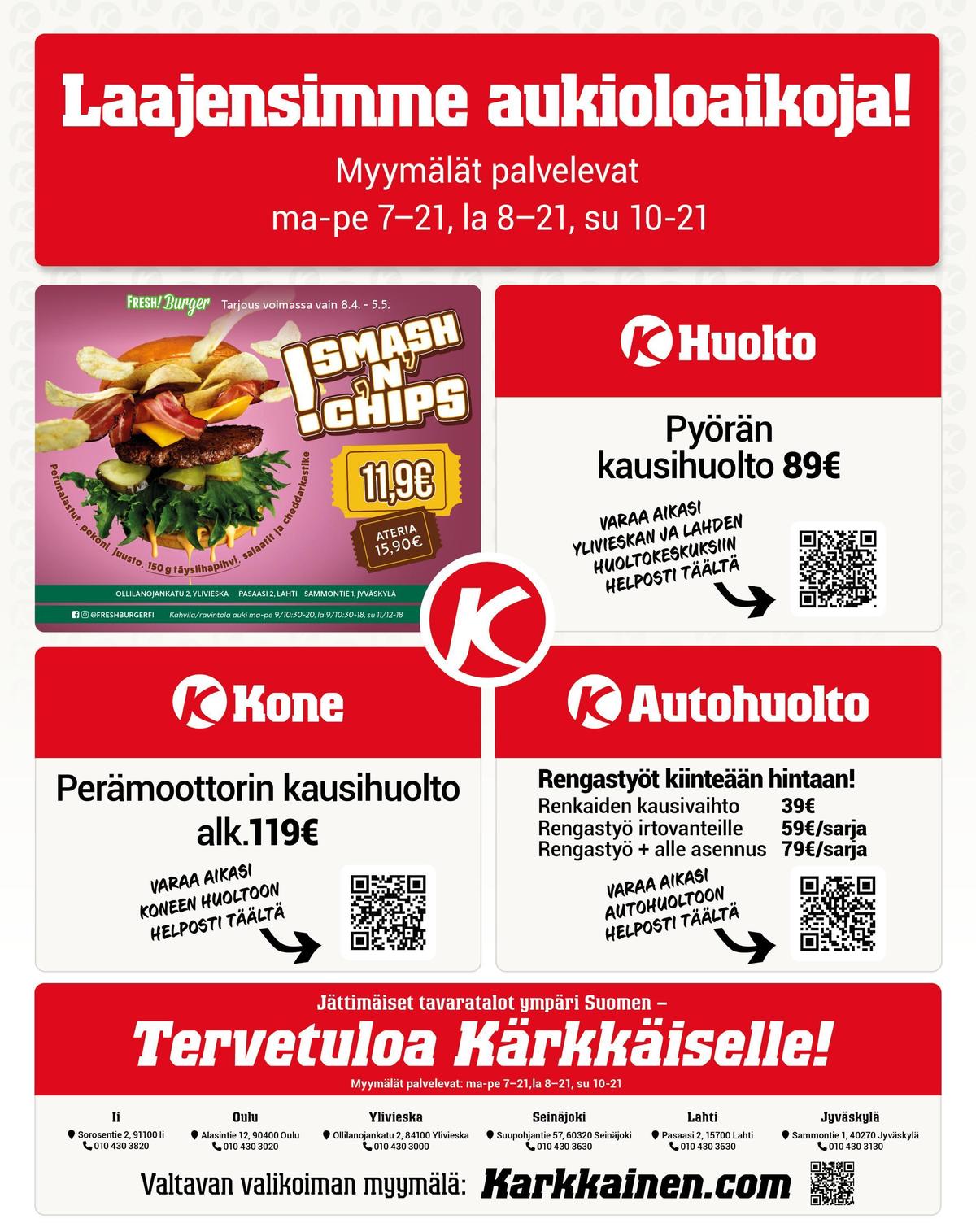 Katso ketjun Kärkkäinen tarjouslehti viikolta 18 sivustolla Viikkotarjoukset.fi. Löydät monia hyviä tarjouksia erilaisista tuotteista. Lue tarjouslehti täältä! Sivu 24