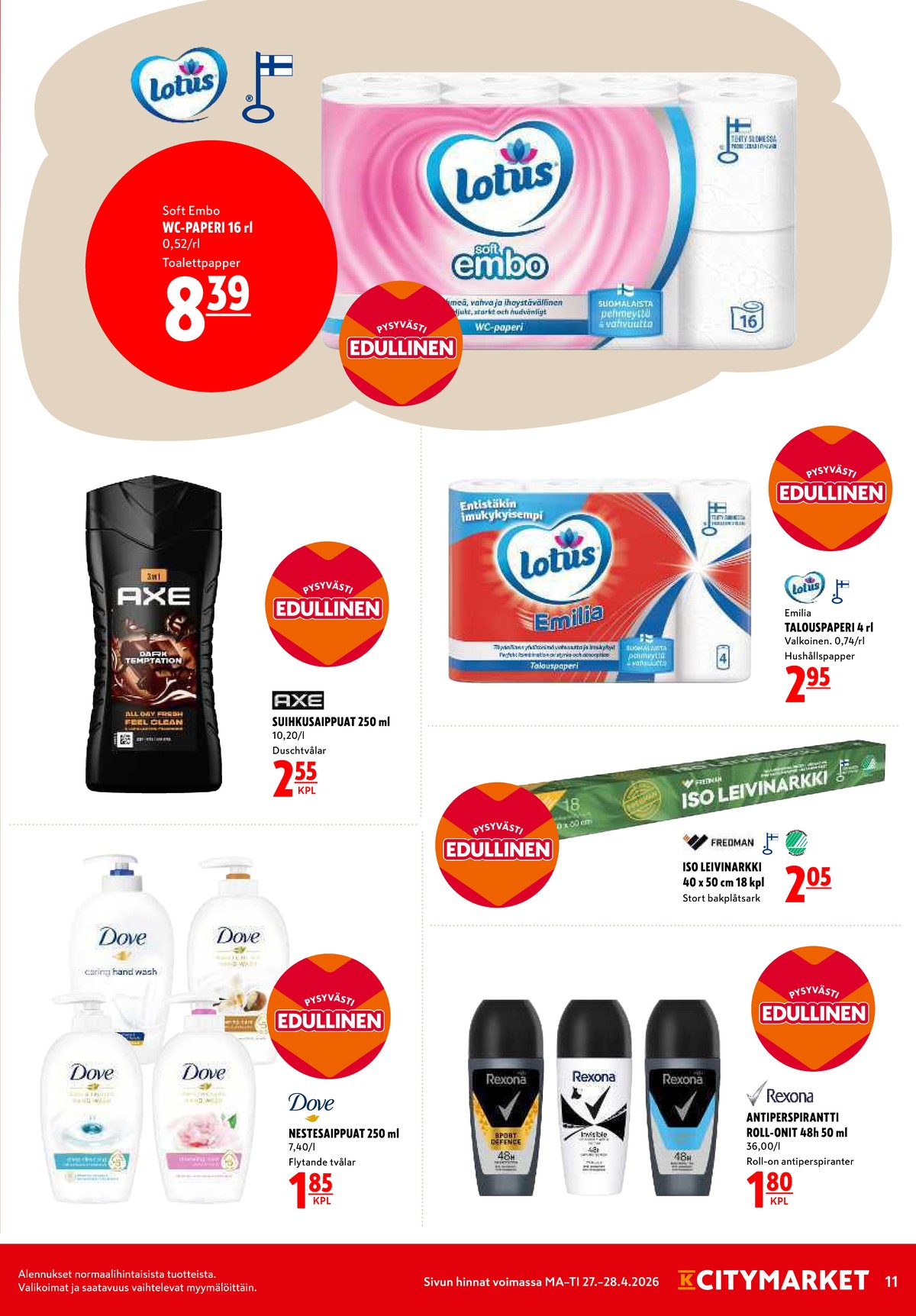 Katso ketjun K-Citymarket tarjouslehti viikolta 18 sivustolla Viikkotarjoukset.fi. Löydät monia hyviä tarjouksia erilaisista tuotteista. Lue tarjouslehti täältä! Sivu 11