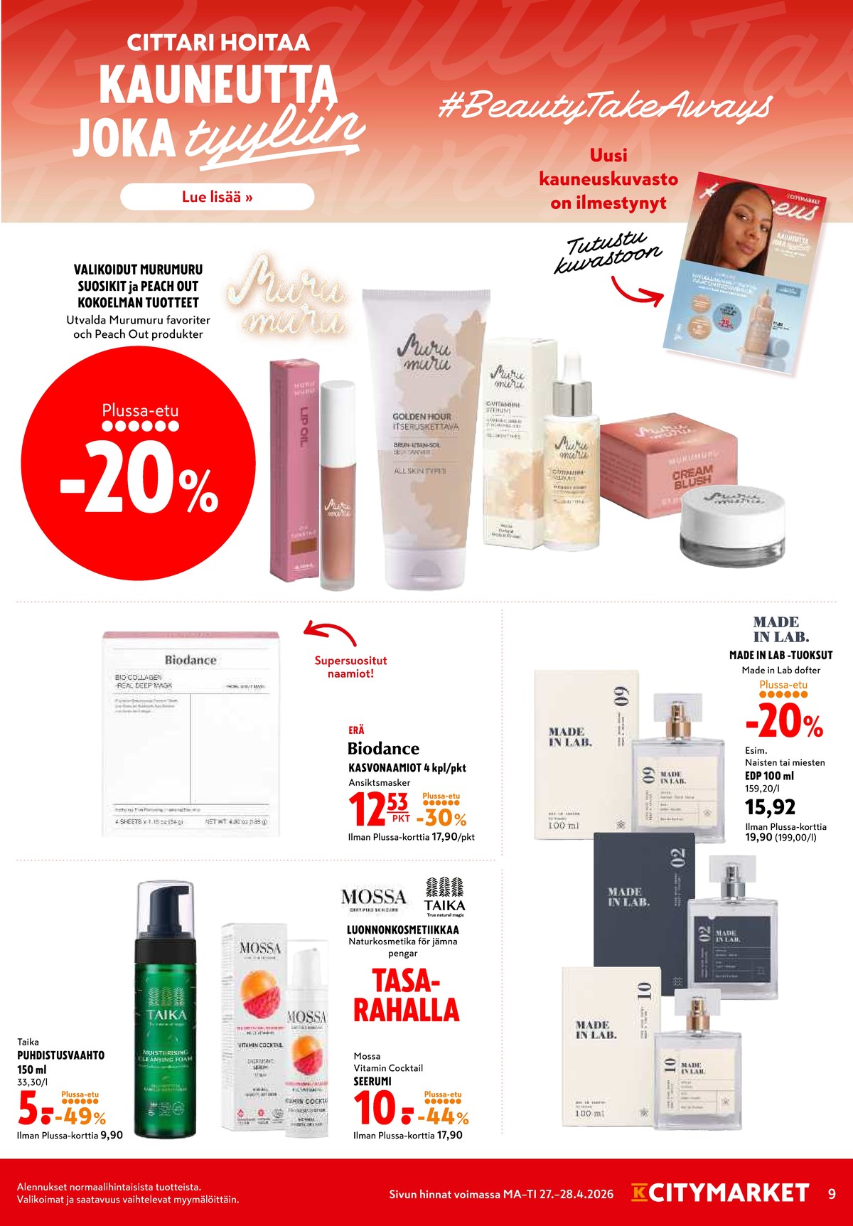 Katso ketjun K-Citymarket tarjouslehti viikolta 18 sivustolla Viikkotarjoukset.fi. Löydät monia hyviä tarjouksia erilaisista tuotteista. Lue tarjouslehti täältä! Sivu 9