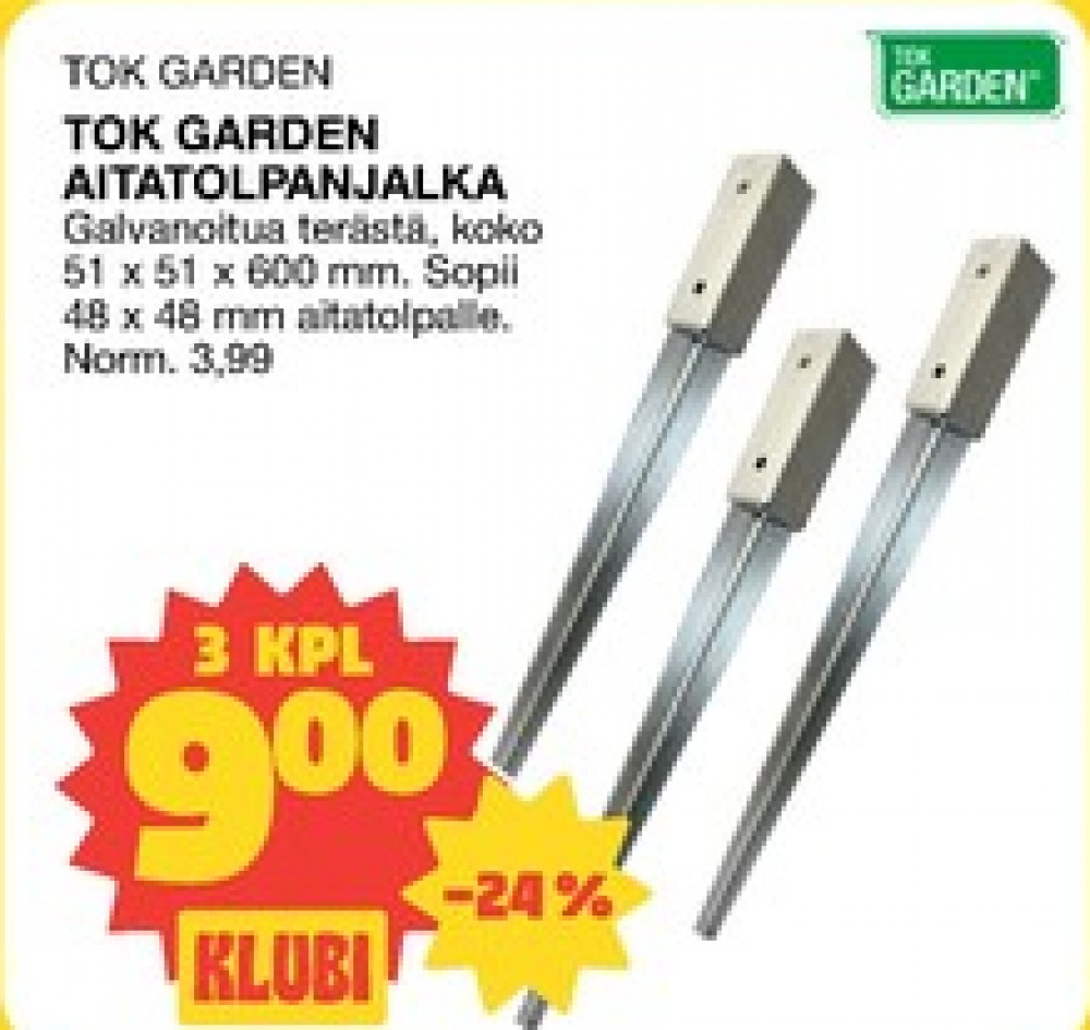 Tarjoukset ja hintavertailu haulla TOK Garden, , Aitatolpan jalat 0.000 kpl 3 kappale €9.00