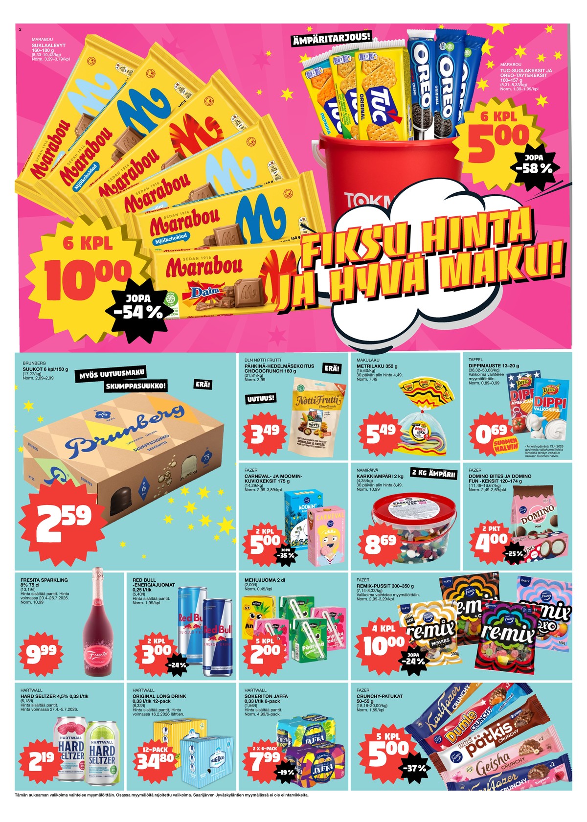 Katso ketjun Tokmanni tarjouslehti viikolta 18 sivustolla Viikkotarjoukset.fi. Löydät monia hyviä tarjouksia erilaisista tuotteista. Lue tarjouslehti täältä! Sivu 2