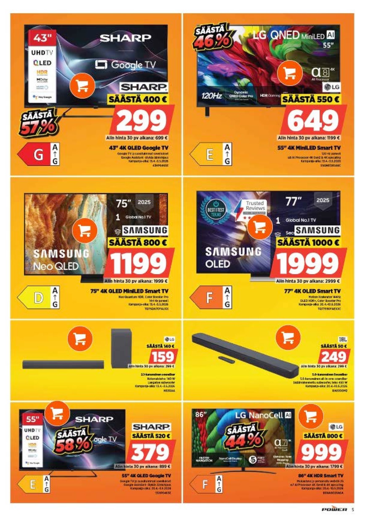 Katso ketjun Power tarjouslehti viikolta 18 sivustolla Viikkotarjoukset.fi. Löydät monia hyviä tarjouksia erilaisista tuotteista. Lue tarjouslehti täältä! Sivu 5