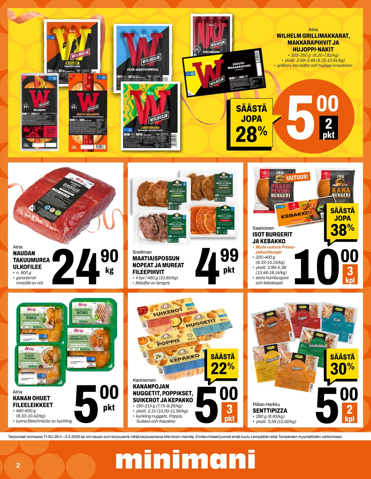 Katso ketjun Minimani tarjouslehti viikolta 18 sivustolla Viikkotarjoukset.fi. Löydät monia hyviä tarjouksia erilaisista tuotteista. Lue tarjouslehti täältä! Sivu 2
