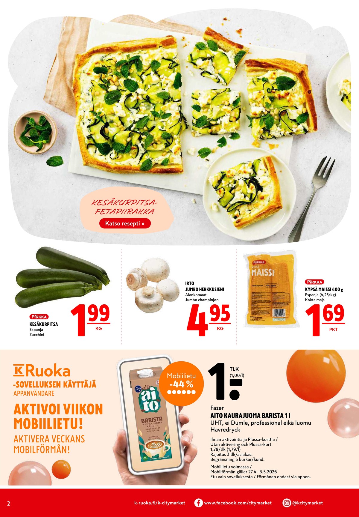 Katso ketjun K-Citymarket tarjouslehti viikolta 18 sivustolla Viikkotarjoukset.fi. Löydät monia hyviä tarjouksia erilaisista tuotteista. Lue tarjouslehti täältä! Sivu 2