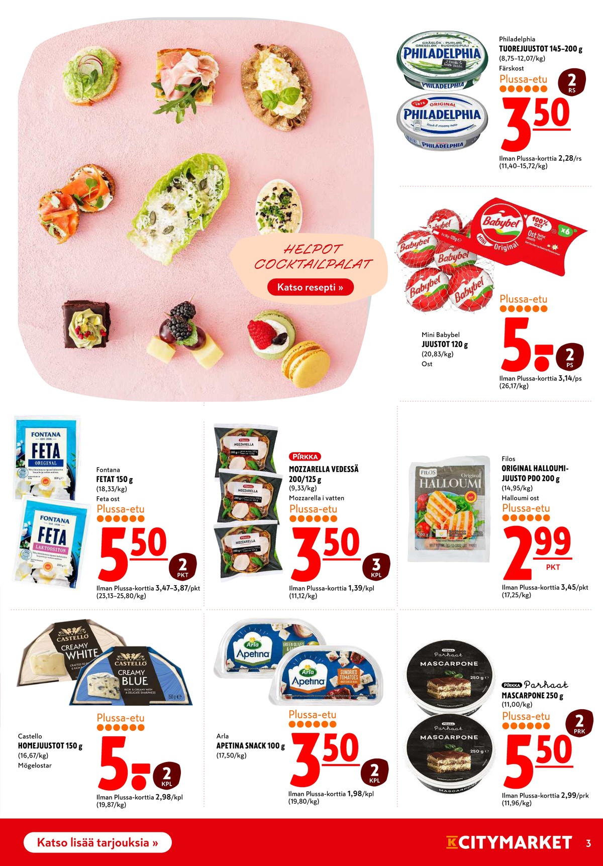 Katso ketjun K-Citymarket tarjouslehti viikolta 18 sivustolla Viikkotarjoukset.fi. Löydät monia hyviä tarjouksia erilaisista tuotteista. Lue tarjouslehti täältä! Sivu 3