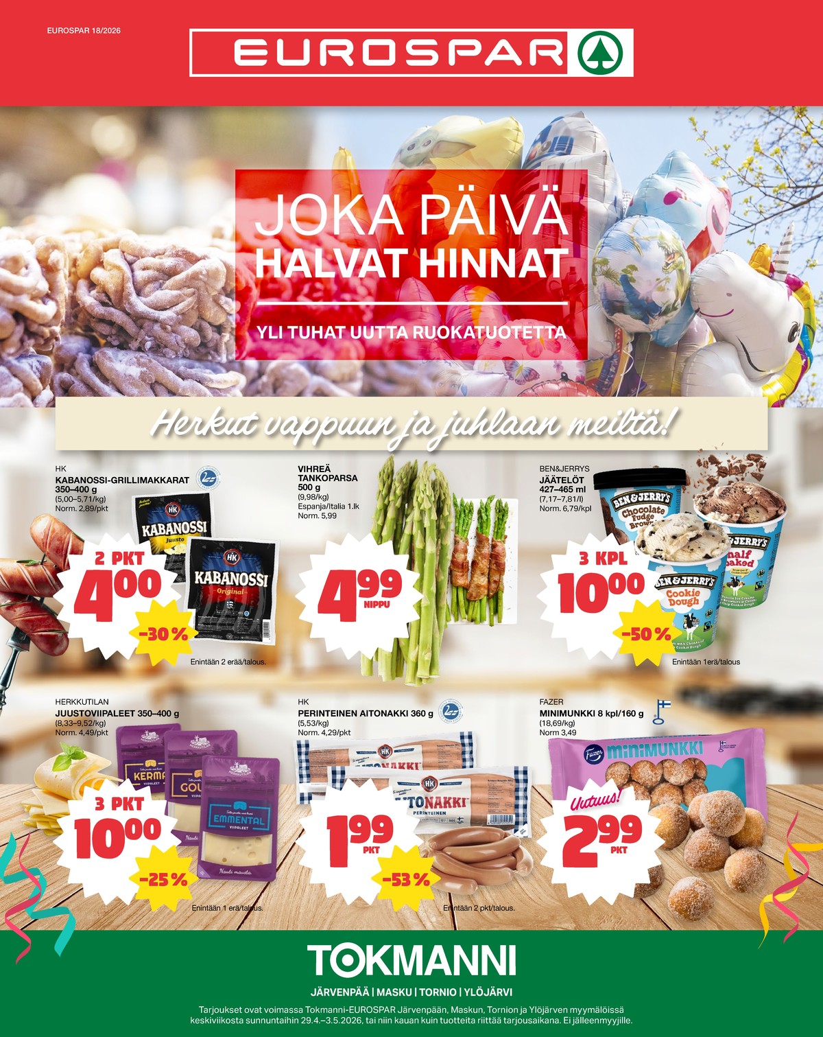Katso ketjun Tokmanni tarjouslehti viikolta 18 sivustolla Viikkotarjoukset.fi. Löydät monia hyviä tarjouksia erilaisista tuotteista. Lue tarjouslehti täältä! Sivu 1