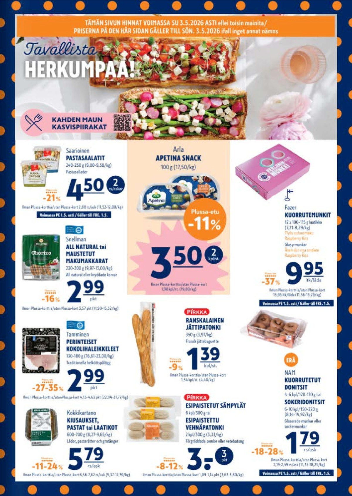 Katso ketjun K-Supermarket tarjouslehti viikolta 18 sivustolla Viikkotarjoukset.fi. Löydät monia hyviä tarjouksia erilaisista tuotteista. Lue tarjouslehti täältä! Sivu 3