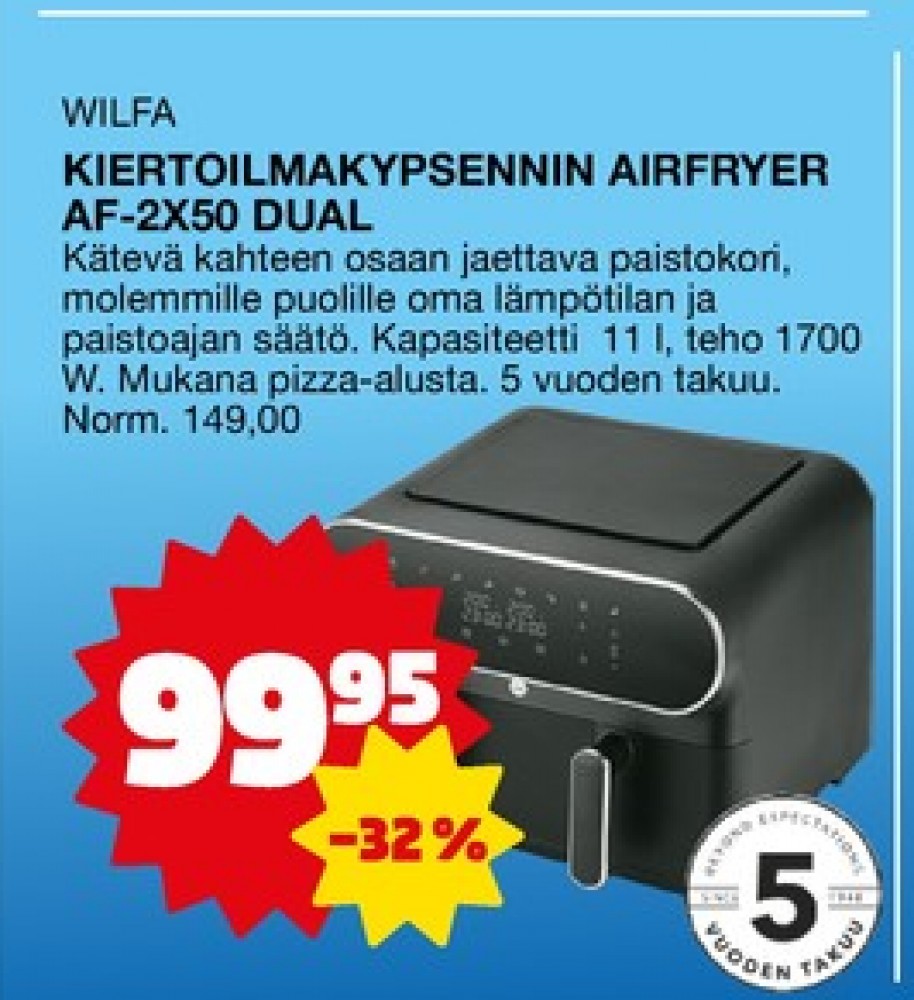 Tarjoukset ja hintavertailu haulla Wilfa, , Airfryer 0.000 kpl 1 kappale €99.95