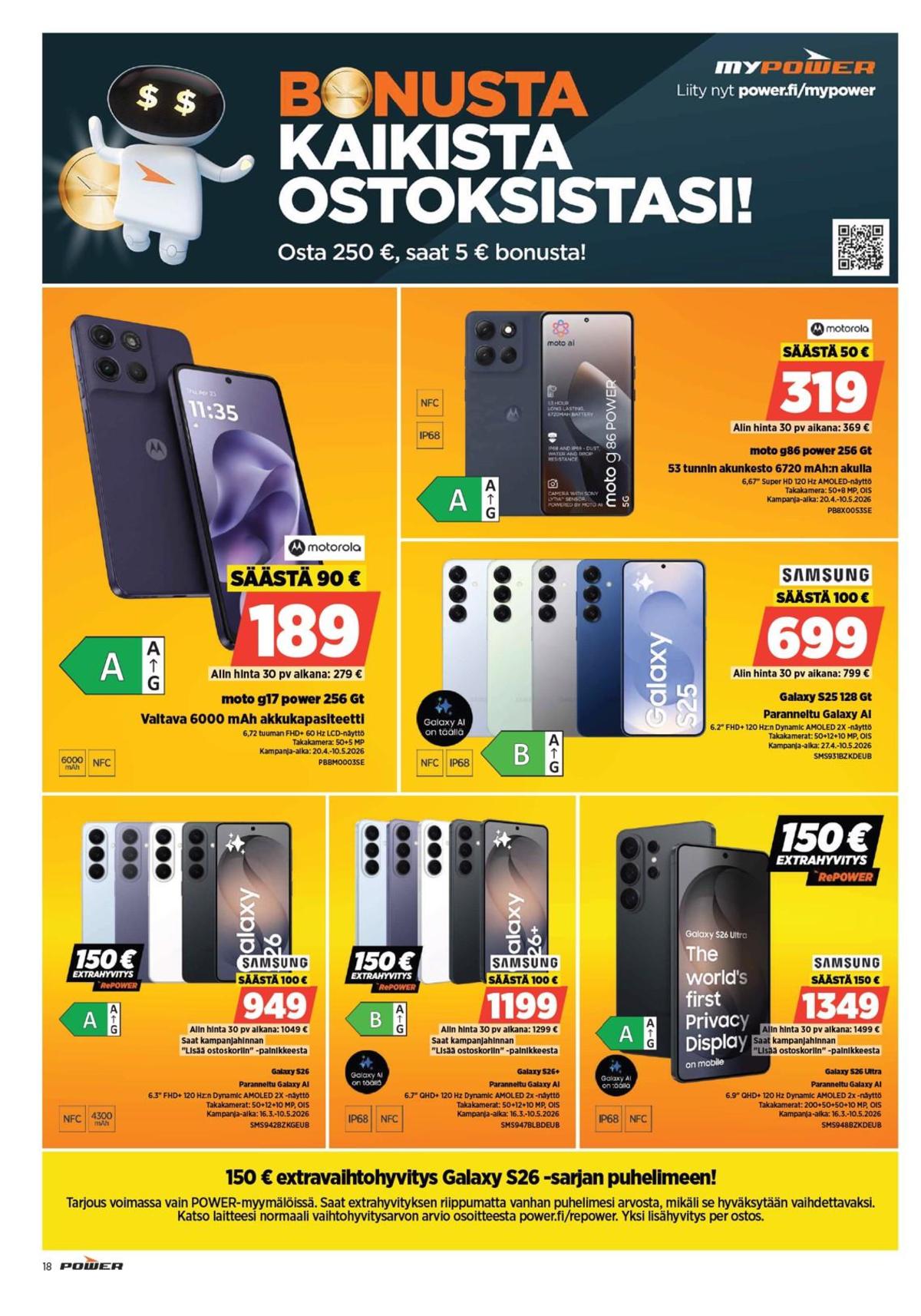 Katso ketjun Power tarjouslehti viikolta 19 sivustolla Viikkotarjoukset.fi. Löydät monia hyviä tarjouksia erilaisista tuotteista. Lue tarjouslehti täältä! Sivu 19