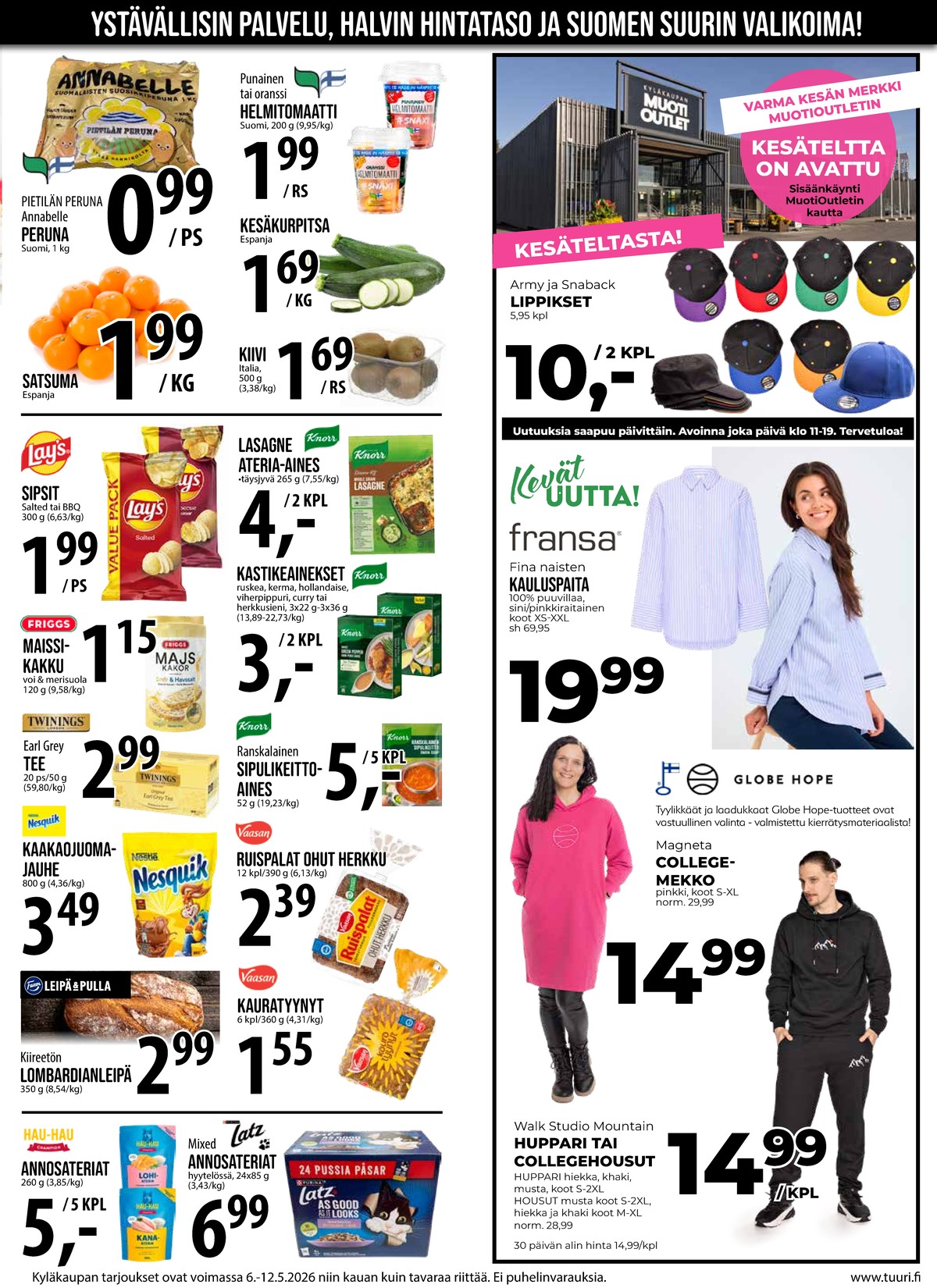 Katso ketjun Keskinen tarjouslehti viikolta 19 sivustolla Viikkotarjoukset.fi. Löydät monia hyviä tarjouksia erilaisista tuotteista. Lue tarjouslehti täältä! Sivu 8