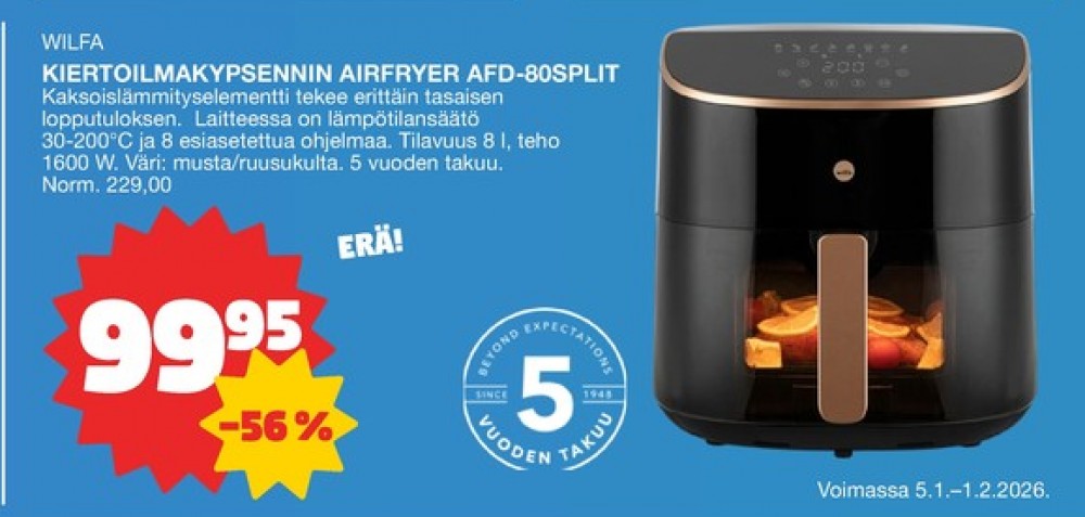 Tarjoukset ja hintavertailu haulla Wilfa, , Airfryer 0.000 kpl 1 kappale €99.95