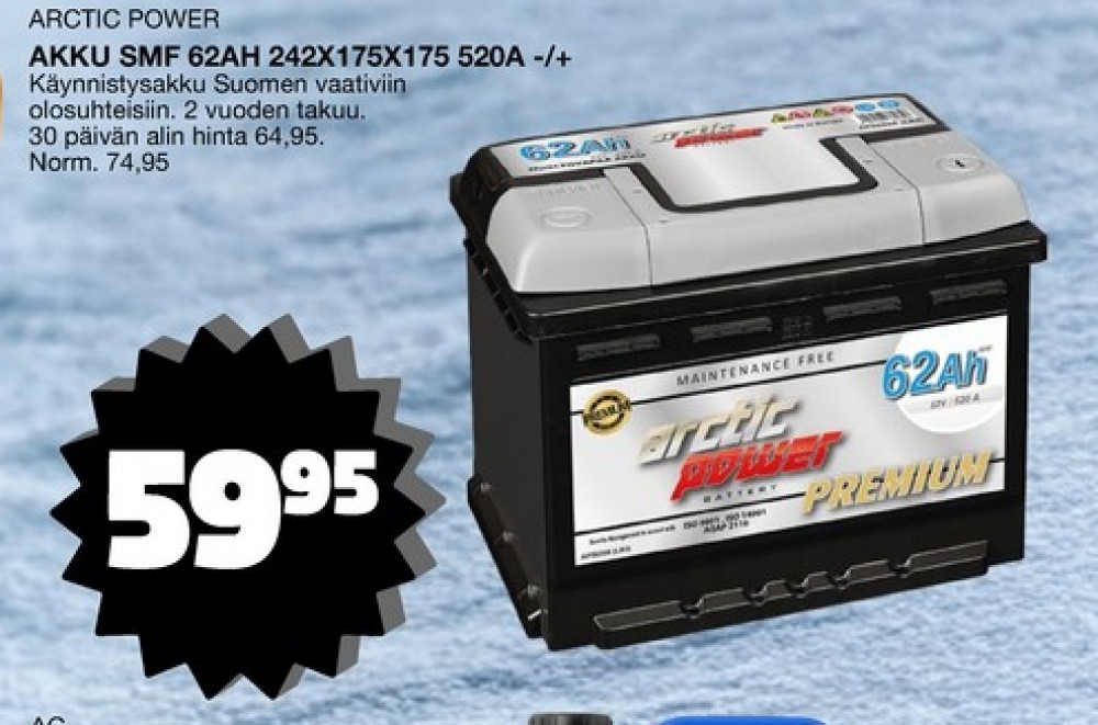 Tarjoukset ja hintavertailu haulla Arctic Power, , Akut 0.000 kpl 1 kappale €59.95