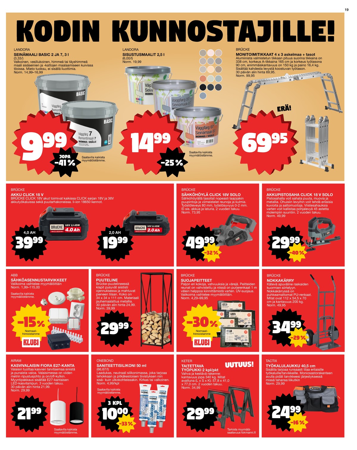 Katso ketjun Tokmanni tarjouslehti viikolta 2 sivustolla Viikkotarjoukset.fi. Löydät monia hyviä tarjouksia erilaisista tuotteista. Lue tarjouslehti täältä! Sivu 19