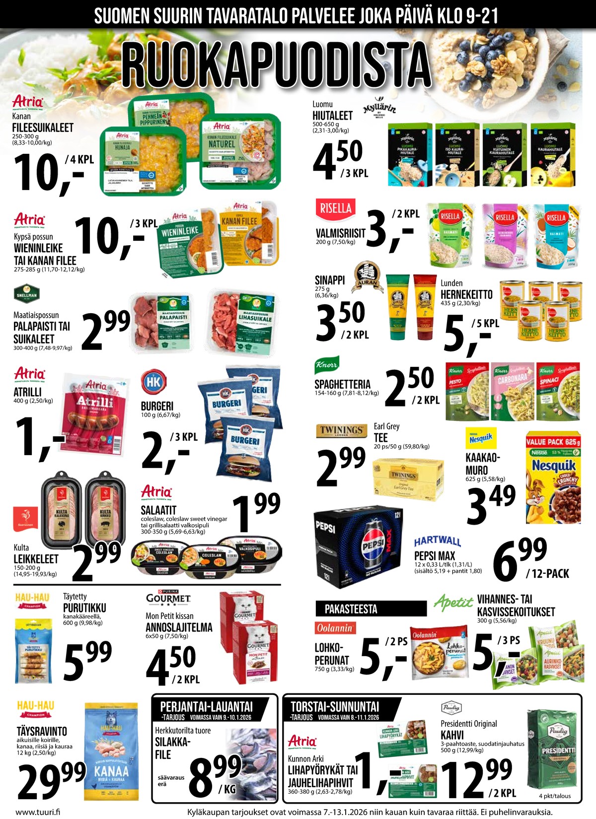 Katso ketjun Keskinen tarjouslehti viikolta 2 sivustolla Viikkotarjoukset.fi. Löydät monia hyviä tarjouksia erilaisista tuotteista, esimerkiksi valmisruoat hk tai kanan fileesuikaleet atria. Lue tarjouslehti täältä! Sivu 5