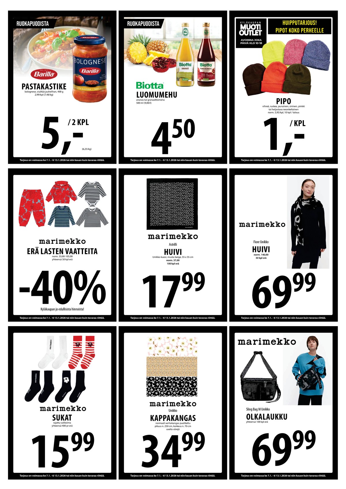 Katso ketjun Keskinen tarjouslehti viikolta 2 sivustolla Viikkotarjoukset.fi. Löydät monia hyviä tarjouksia erilaisista tuotteista, esimerkiksi kastikkeet barilla tai täysmehut biotta. Lue tarjouslehti täältä! Sivu 8