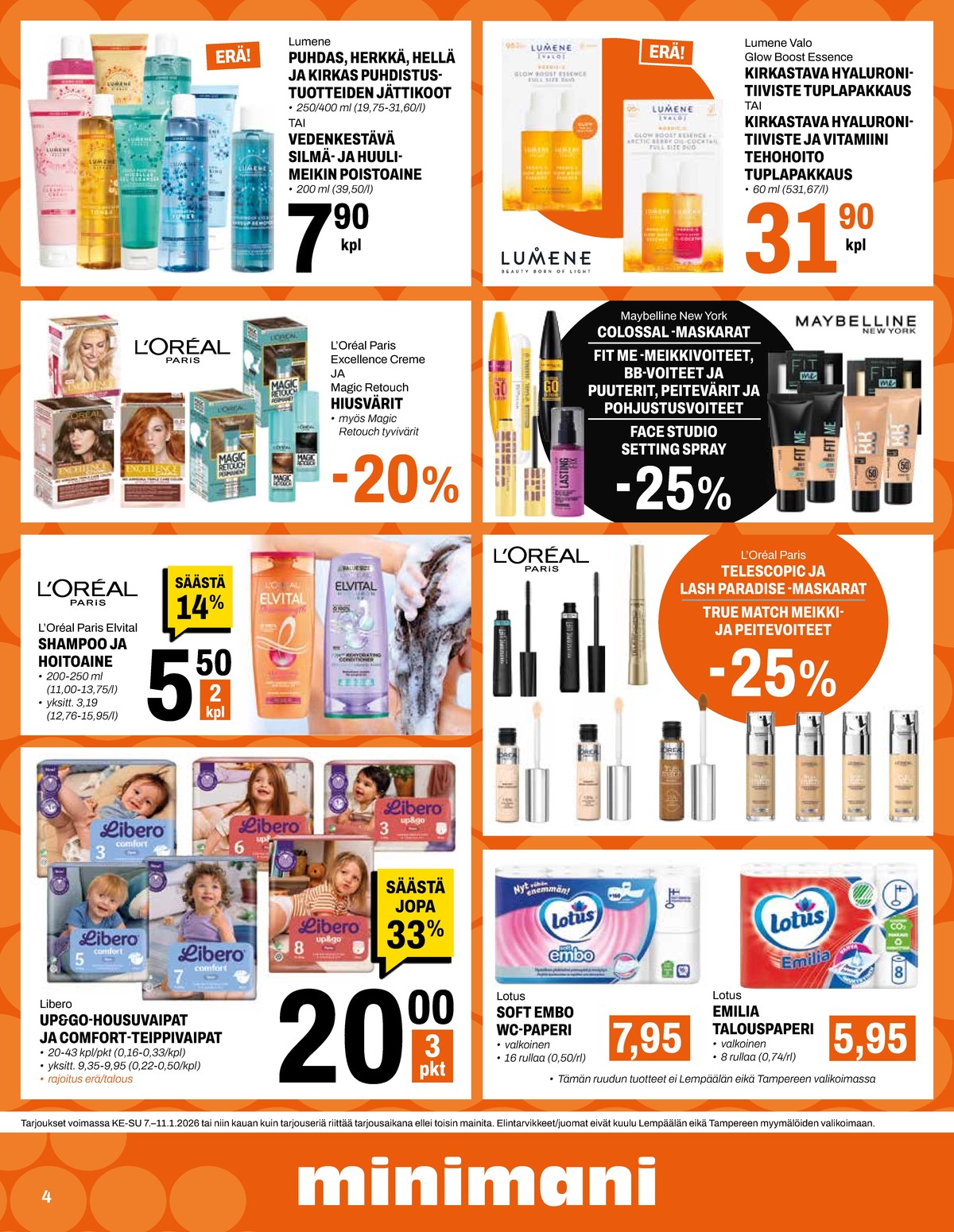 Katso ketjun Minimani tarjouslehti viikolta 2 sivustolla Viikkotarjoukset.fi. Löydät monia hyviä tarjouksia erilaisista tuotteista, esimerkiksi %product1% tai muista tuotteista. Lue tarjouslehti täältä! Sivu 4