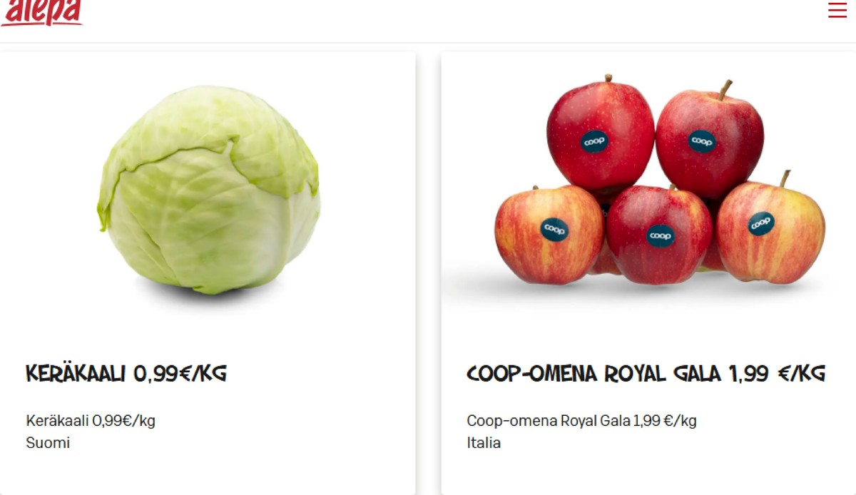 Katso ketjun Alepa tarjouslehti viikolta 2 sivustolla Viikkotarjoukset.fi. Löydät monia hyviä tarjouksia erilaisista tuotteista, esimerkiksi omenat coop tai keräkaalit ei määritelty. Lue tarjouslehti täältä! Sivu 2