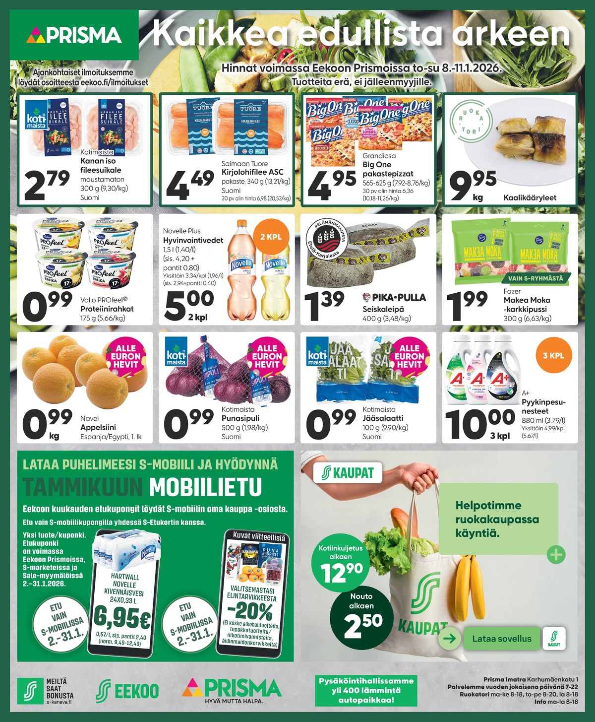 Katso ketjun Prisma region tarjouslehti viikolta 2 sivustolla Viikkotarjoukset.fi. Löydät monia hyviä tarjouksia erilaisista tuotteista. Lue tarjouslehti täältä! Sivu 1