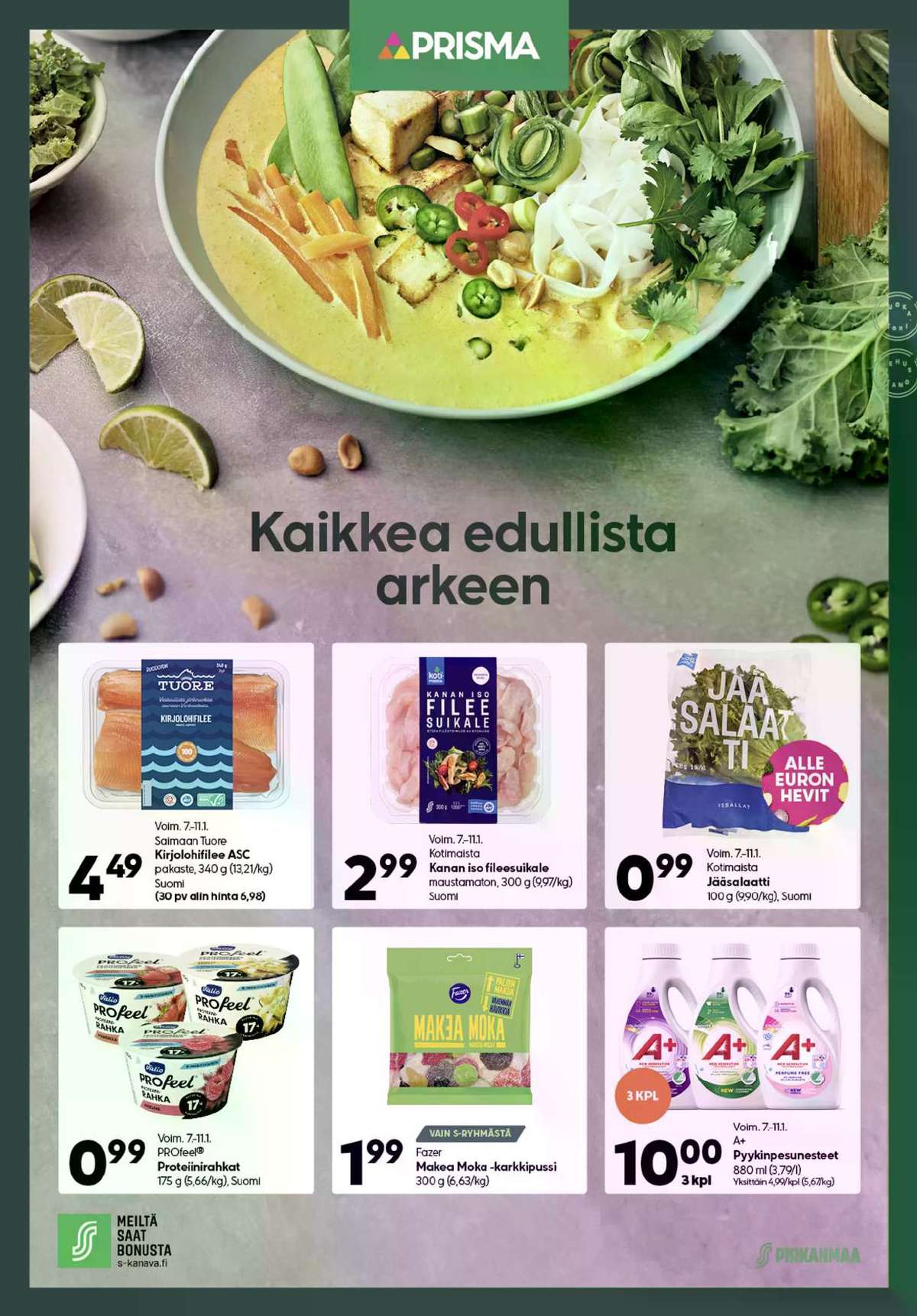 Katso ketjun Prisma region tarjouslehti viikolta 2 sivustolla Viikkotarjoukset.fi. Löydät monia hyviä tarjouksia erilaisista tuotteista. Lue tarjouslehti täältä! Sivu 1