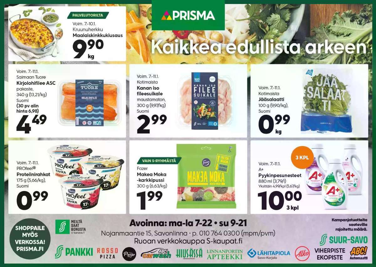 Katso ketjun Prisma region tarjouslehti viikolta 2 sivustolla Viikkotarjoukset.fi. Löydät monia hyviä tarjouksia erilaisista tuotteista. Lue tarjouslehti täältä! Sivu 1