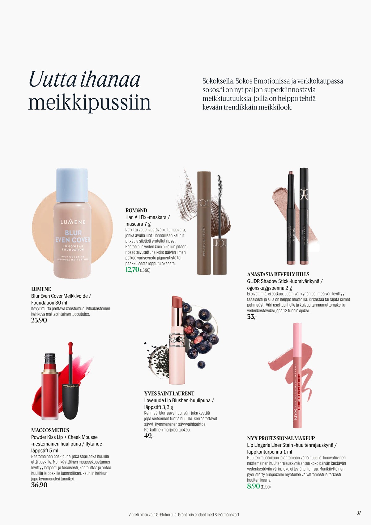 Katso ketjun Sokos tarjouslehti viikolta 20 sivustolla Viikkotarjoukset.fi. Löydät monia hyviä tarjouksia erilaisista tuotteista. Lue tarjouslehti täältä! Sivu 37