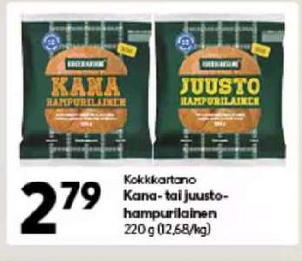 Tarjoukset ja hintavertailu haulla Kokkikartano, , Valmisruoat 0.220 kg 1 paketti(a) €2.79