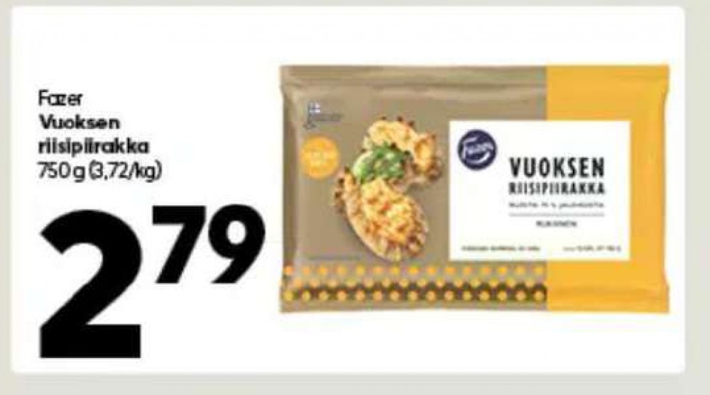 Tarjoukset ja hintavertailu haulla Fazer, , Karjalanpiirakat 0.750 kg 1 laatikko €2.79