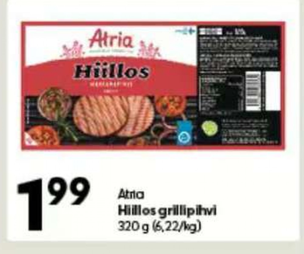 Tarjoukset ja hintavertailu haulla Hiillos, , Grillimakkarat 0.320 kg 1 paketti(a) €1.99