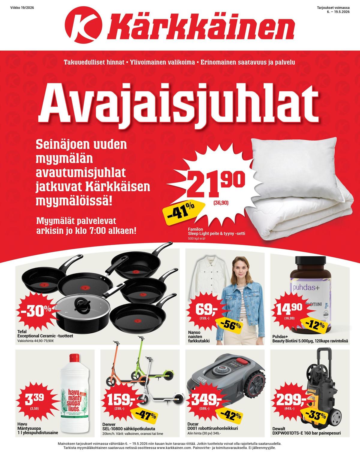 Katso ketjun Kärkkäinen tarjouslehti viikolta 20 sivustolla Viikkotarjoukset.fi. Löydät monia hyviä tarjouksia erilaisista tuotteista. Lue tarjouslehti täältä! Sivu 1