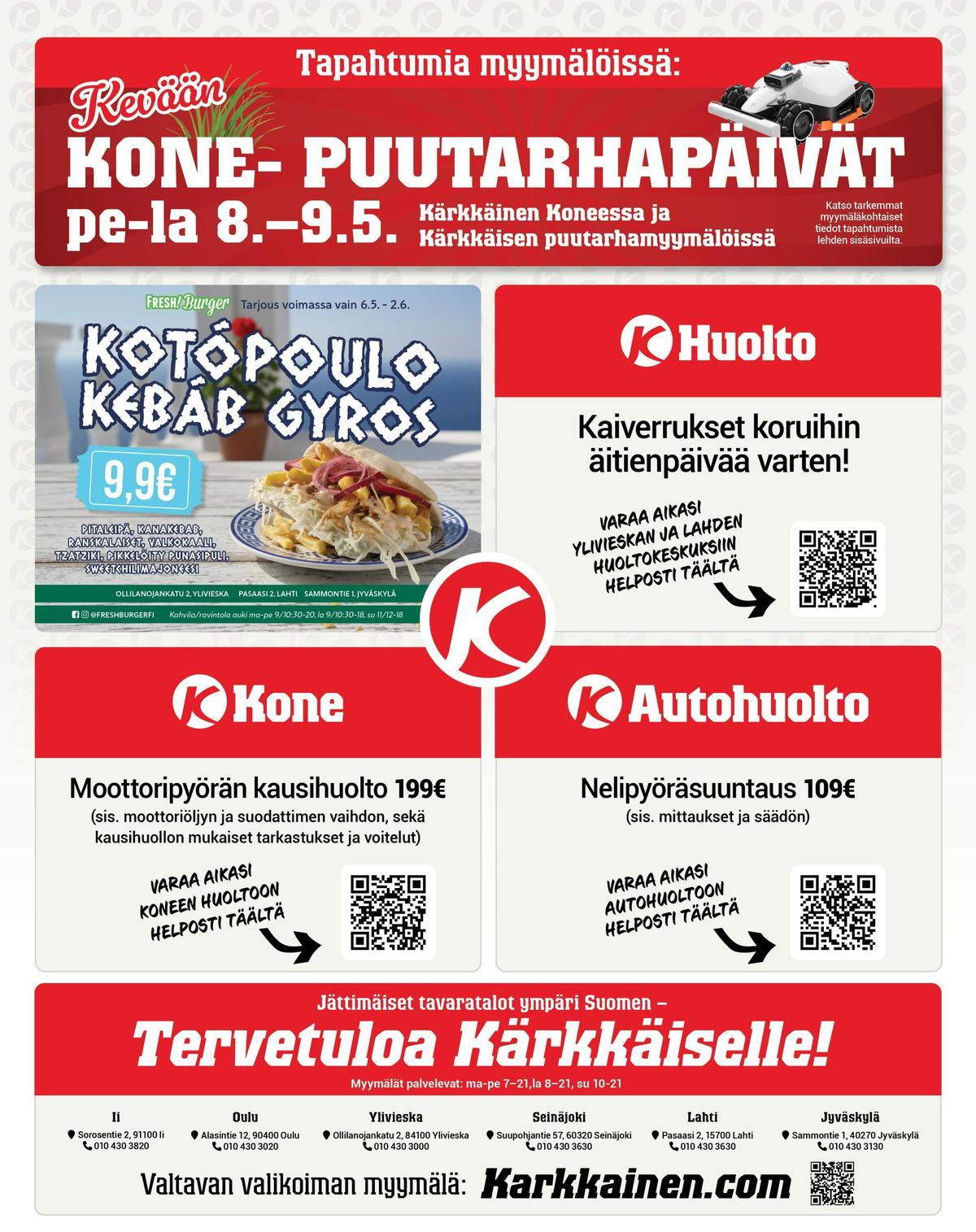 Katso ketjun Kärkkäinen tarjouslehti viikolta 20 sivustolla Viikkotarjoukset.fi. Löydät monia hyviä tarjouksia erilaisista tuotteista. Lue tarjouslehti täältä! Sivu 24