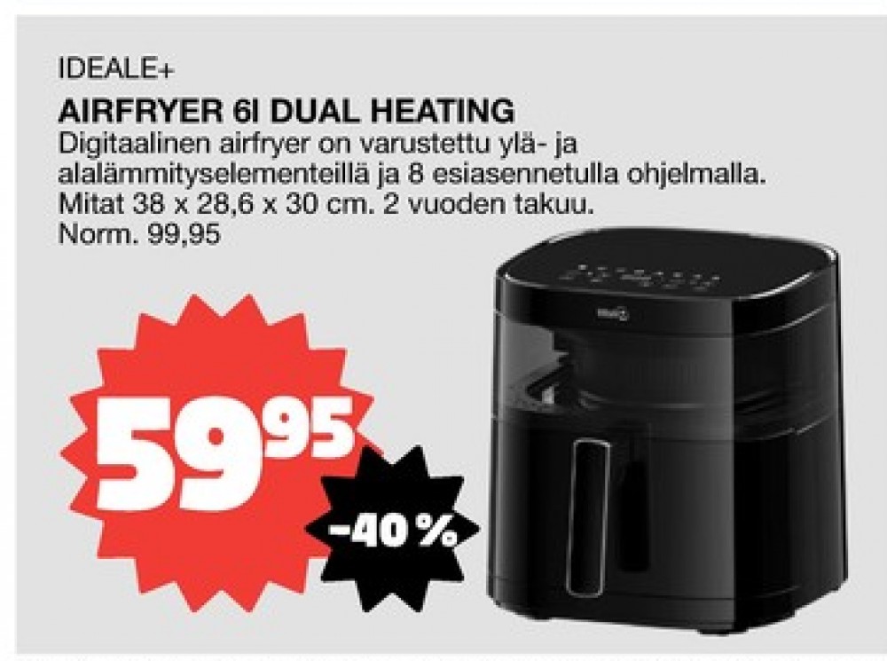 Tarjoukset ja hintavertailu haulla Ideale, , Airfryer 0.000 kpl 1 kappale €59.95