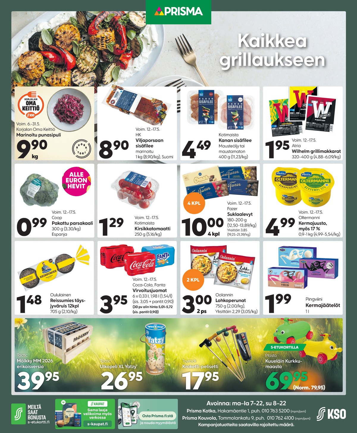 Katso ketjun Prisma region tarjouslehti viikolta 20 sivustolla Viikkotarjoukset.fi. Löydät monia hyviä tarjouksia erilaisista tuotteista. Lue tarjouslehti täältä! Sivu 1