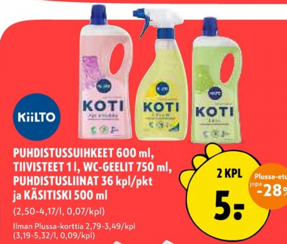 Tarjoukset ja hintavertailu haulla Kiilto, , Astianpesunesteet 0.500 l 2 Pullo €5.00