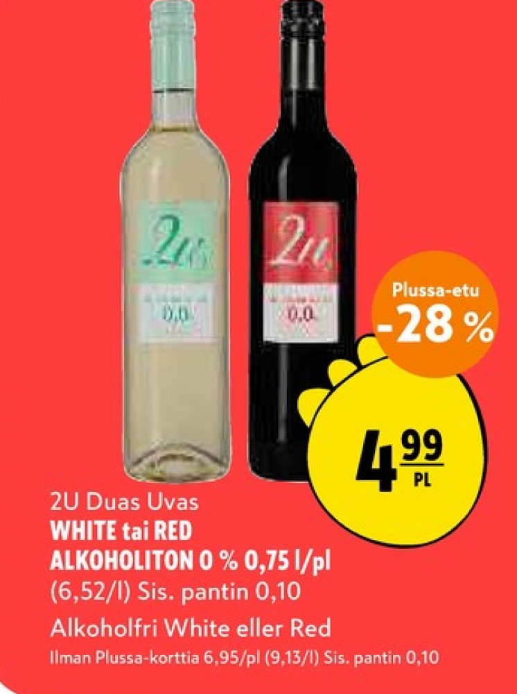 Tarjoukset ja hintavertailu haulla ei määritelty, , Alkoholittomat viinit 0.750 l 1 Pullo €4.99