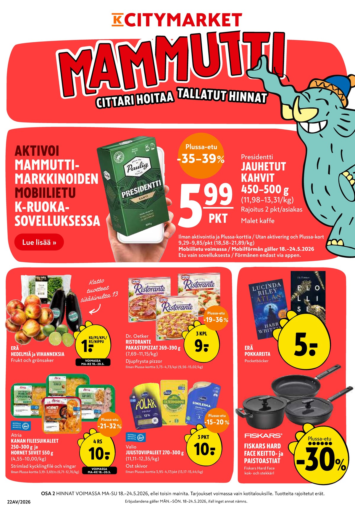 Katso ketjun K-Citymarket tarjouslehti viikolta 21 sivustolla Viikkotarjoukset.fi. Löydät monia hyviä tarjouksia erilaisista tuotteista. Lue tarjouslehti täältä! Sivu 1