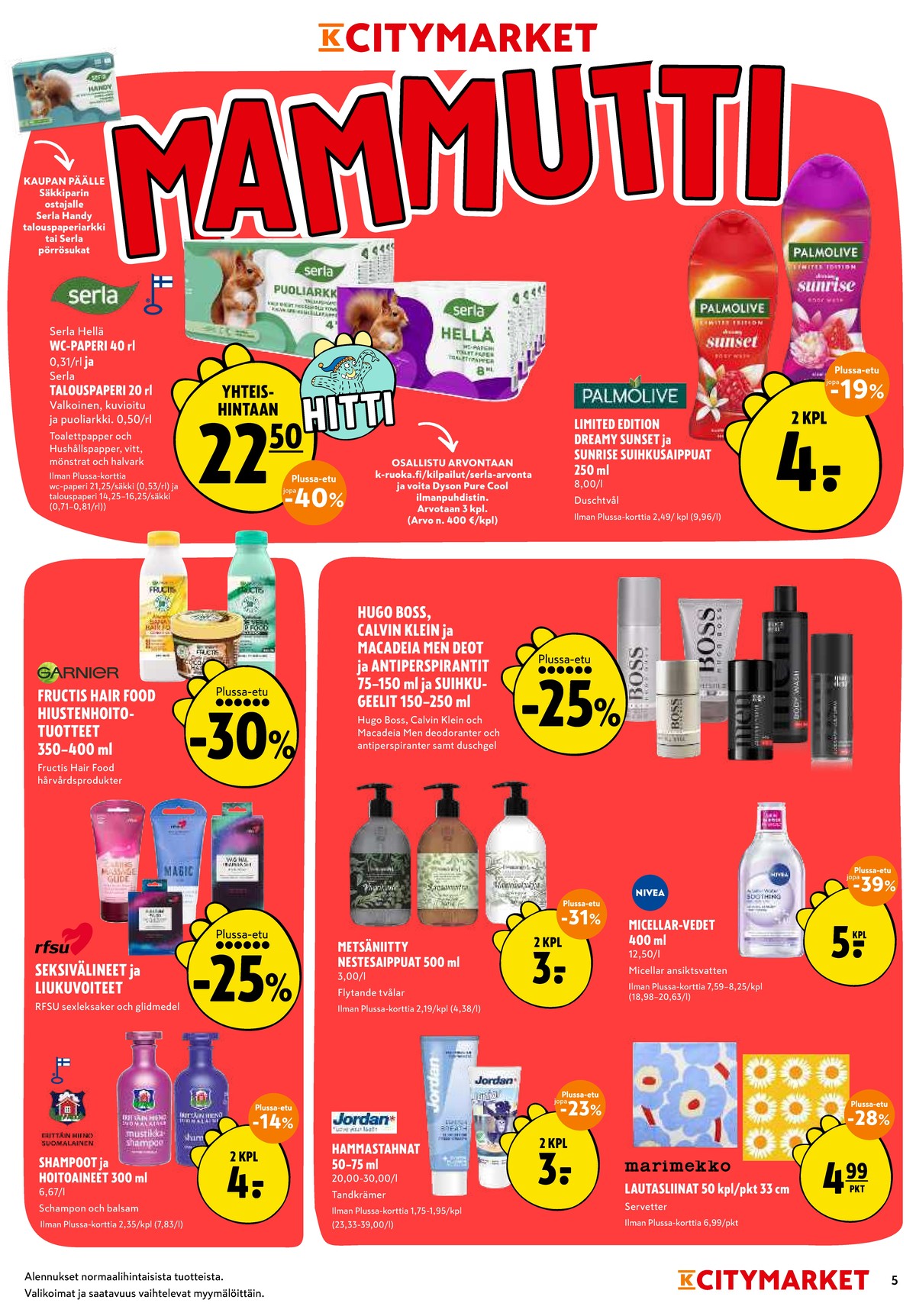 Katso ketjun K-Citymarket tarjouslehti viikolta 21 sivustolla Viikkotarjoukset.fi. Löydät monia hyviä tarjouksia erilaisista tuotteista. Lue tarjouslehti täältä! Sivu 5