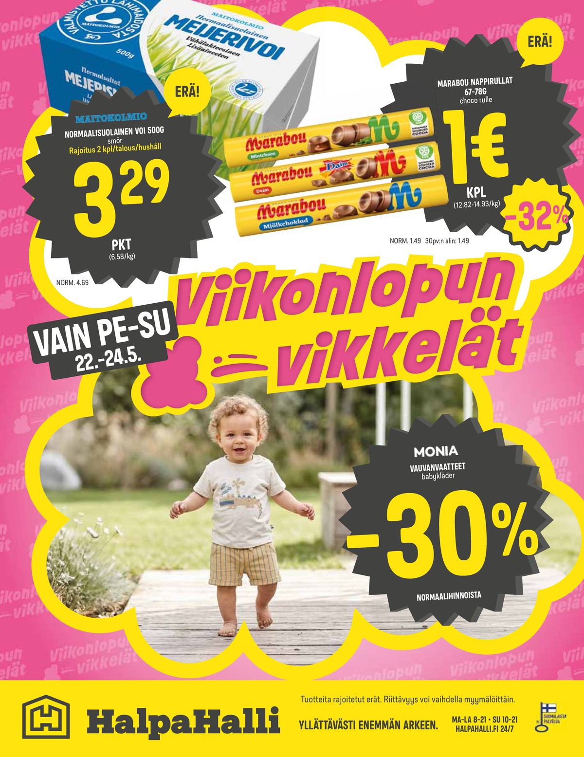 Katso ketjun Halpa Halli tarjouslehti viikolta 21 sivustolla Viikkotarjoukset.fi. Löydät monia hyviä tarjouksia erilaisista tuotteista. Lue tarjouslehti täältä! Sivu 16