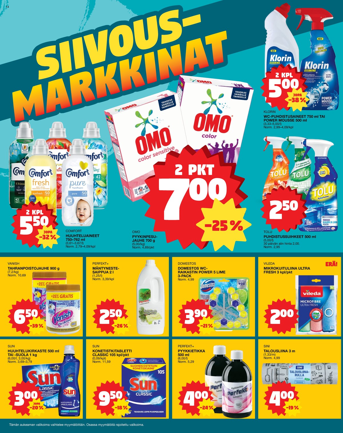 Katso ketjun Tokmanni tarjouslehti viikolta 21 sivustolla Viikkotarjoukset.fi. Löydät monia hyviä tarjouksia erilaisista tuotteista. Lue tarjouslehti täältä! Sivu 14