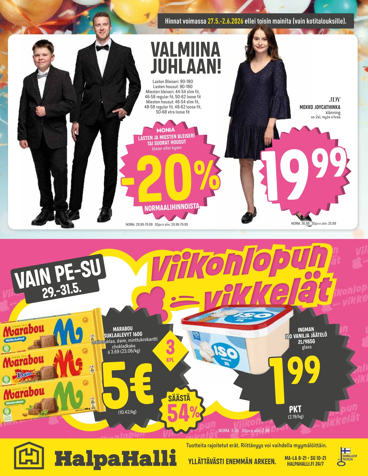 Katso ketjun Halpa Halli tarjouslehti viikolta 22 sivustolla Viikkotarjoukset.fi. Löydät monia hyviä tarjouksia erilaisista tuotteista. Lue tarjouslehti täältä! Sivu 16