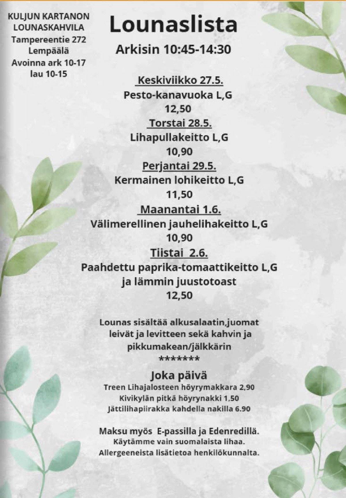 Katso ketjun Hintakaari tarjouslehti viikolta 22 sivustolla Viikkotarjoukset.fi. Löydät monia hyviä tarjouksia erilaisista tuotteista. Lue tarjouslehti täältä! Sivu 14