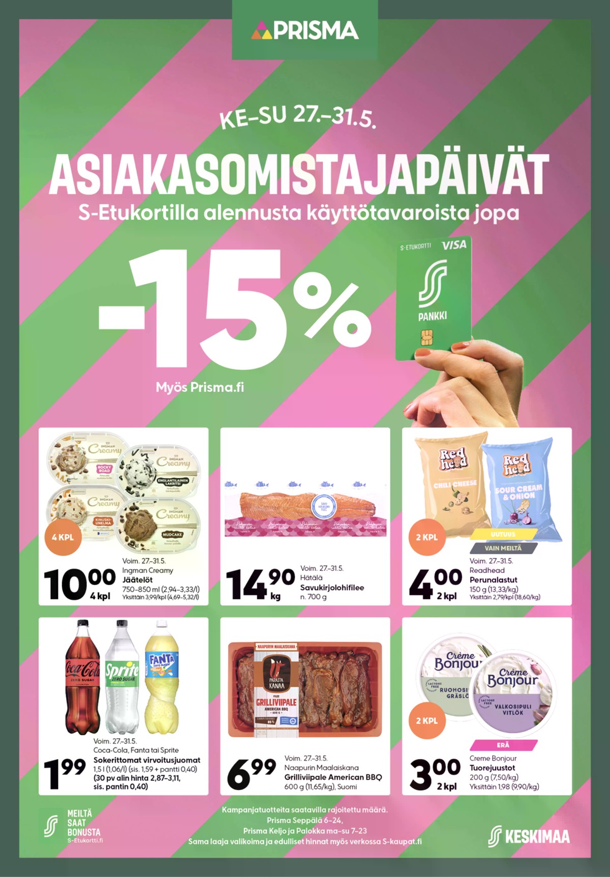 Katso ketjun Prisma region tarjouslehti viikolta 22 sivustolla Viikkotarjoukset.fi. Löydät monia hyviä tarjouksia erilaisista tuotteista. Lue tarjouslehti täältä! Sivu 1