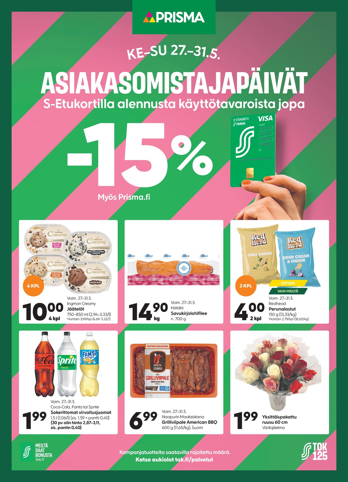 Katso ketjun Prisma region tarjouslehti viikolta 22 sivustolla Viikkotarjoukset.fi. Löydät monia hyviä tarjouksia erilaisista tuotteista. Lue tarjouslehti täältä! Sivu 1