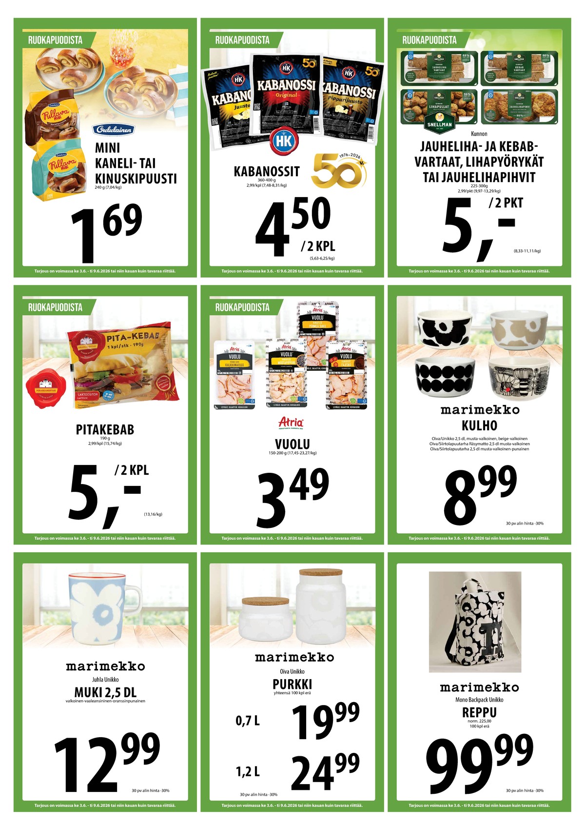 Katso ketjun Keskinen tarjouslehti viikolta 23 sivustolla Viikkotarjoukset.fi. Löydät monia hyviä tarjouksia erilaisista tuotteista. Lue tarjouslehti täältä! Sivu 12