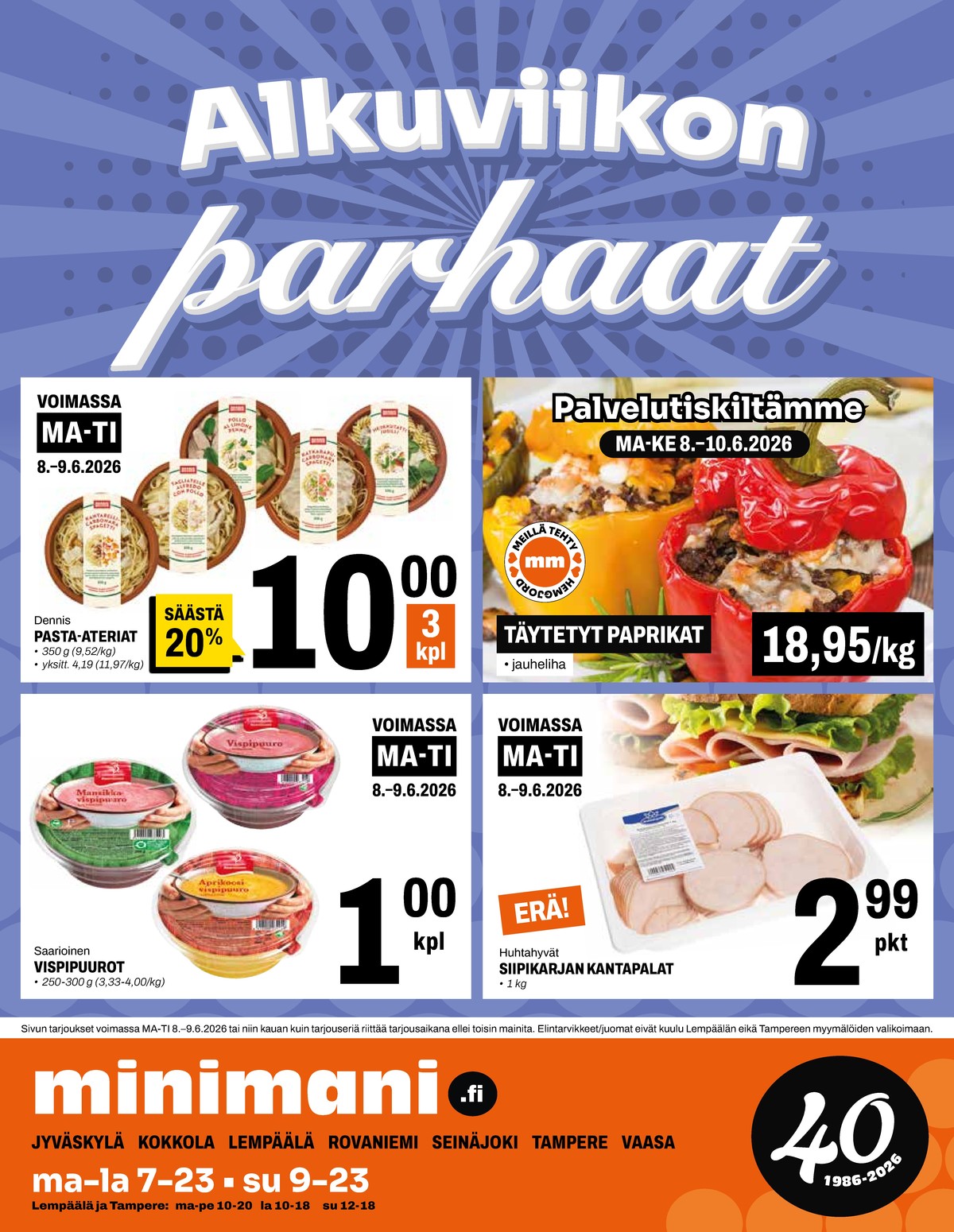 Katso ketjun Minimani tarjouslehti viikolta 23 sivustolla Viikkotarjoukset.fi. Löydät monia hyviä tarjouksia erilaisista tuotteista. Lue tarjouslehti täältä! Sivu 16